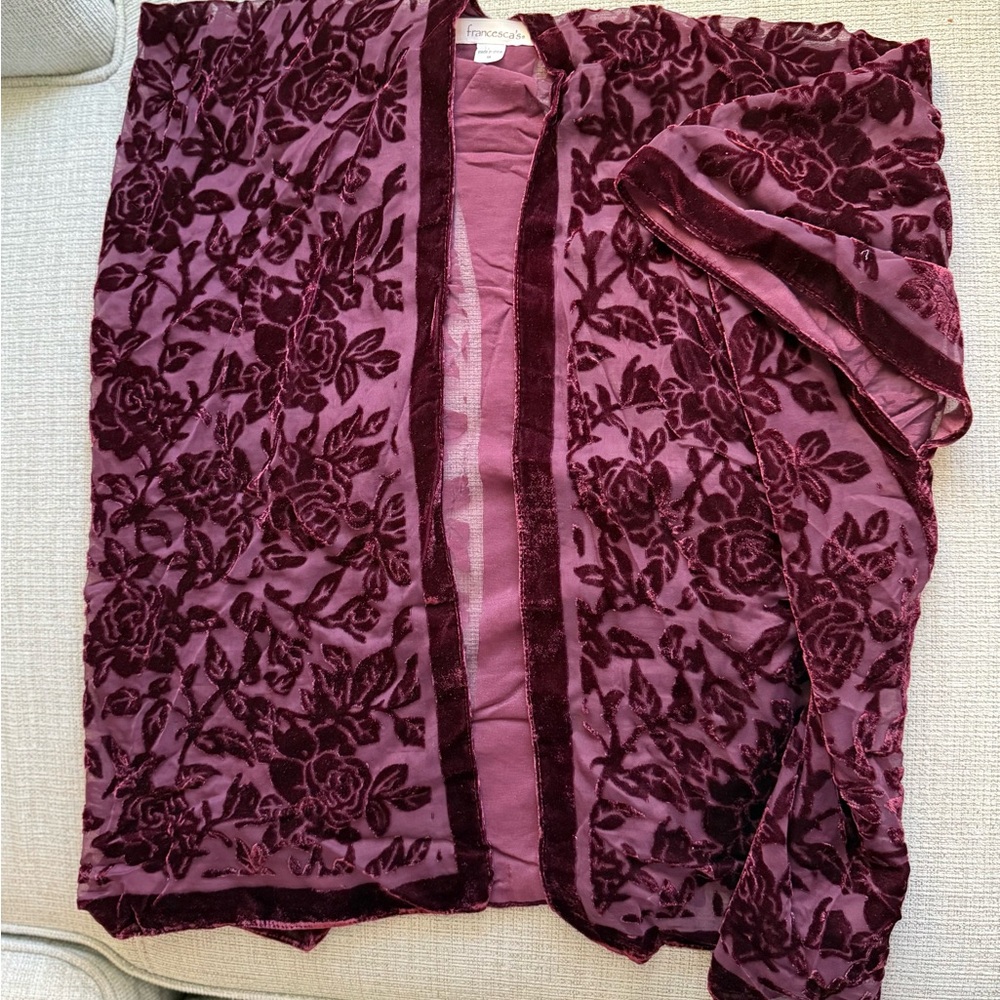 Francesca’s Velvet Floral Kimono style shawl
